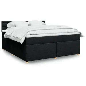 vidaXL Sommier à lattes de lit avec matelas Noir 180x200 cm Tissu pas cher