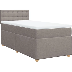 vidaXL Sommier à lattes de lit avec matelas Taupe 140x200 cm Tissu pas cher