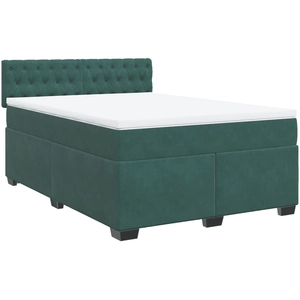 vidaXL Sommier à lattes de lit et matelas Vert foncé 140x190cm Velours pas cher