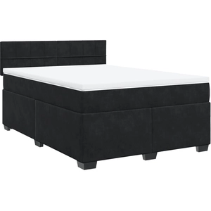 vidaXL Sommier à lattes de lit avec matelas Noir 140x190 cm Velours pas cher