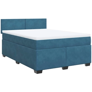 vidaXL Sommier à lattes de lit et matelas Bleu foncé 140x190cm Velours pas cher