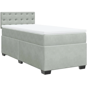 vidaXL Sommier à lattes de lit et matelas Gris clair 100x200cm Velours pas cher