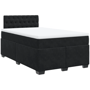 vidaXL Sommier à lattes de lit avec matelas Noir 120x200 cm Velours pas cher