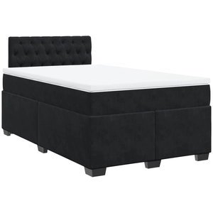vidaXL Sommier à lattes de lit avec matelas noir 120x190 cm velours pas cher
