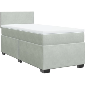 vidaXL Sommier à lattes de lit et matelas Gris clair 100x200cm Velours pas cher