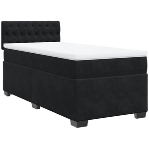 vidaXL Sommier à lattes de lit avec matelas Noir 90x200 cm Velours pas cher