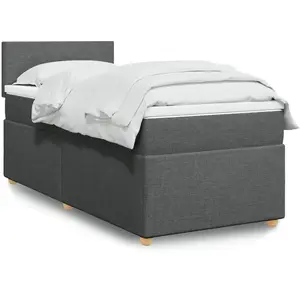 vidaXL Sommier à lattes de lit avec matelas Gris foncé 80x200 cm Tissu pas cher