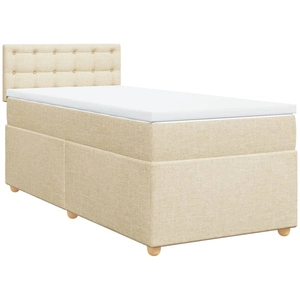 vidaXL Sommier à lattes de lit avec matelas Crème 100x200 cm Tissu pas cher