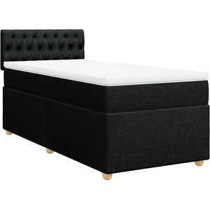 vidaXL Sommier à lattes de lit avec matelas Noir 100x200 cm Tissu pas cher