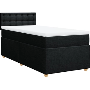 vidaXL Sommier à lattes de lit avec matelas Noir 90x200 cm Tissu pas cher