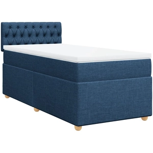 vidaXL Sommier à lattes de lit avec matelas Bleu 90x190 cm Tissu pas cher