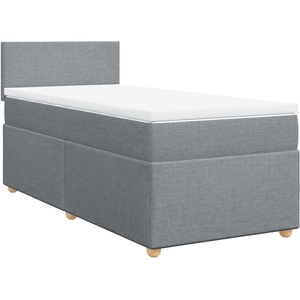 vidaXL Sommier à lattes de lit avec matelas Gris clair 90x200 cm Tissu pas cher