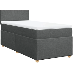 vidaXL Sommier à lattes de lit avec matelas Gris foncé 90x200 cm Tissu pas cher