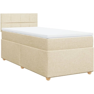 Comparateur de prix : vidaXL Sommier à lattes de lit et matelas Crème 90x190 cm Tissu