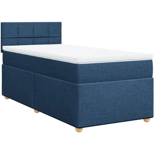 vidaXL Sommier à lattes de lit avec matelas Bleu 90x190 cm Tissu pas cher