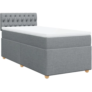 vidaXL Sommier à lattes de lit et matelas Gris clair 90x190 cm Tissu pas cher