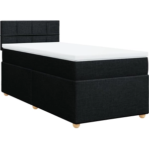 vidaXL Sommier à lattes de lit avec matelas Noir 100x200 cm Tissu pas cher