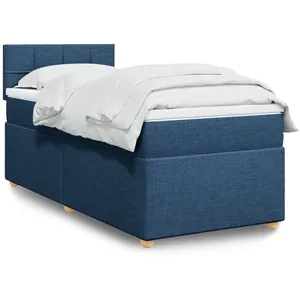 vidaXL Sommier à lattes de lit avec matelas Bleu 100x200 cm Tissu pas cher