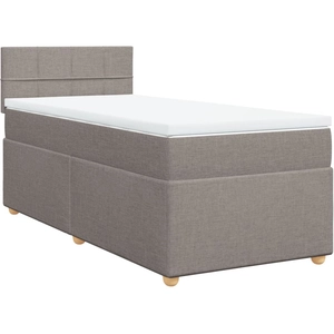 vidaXL Sommier à lattes de lit avec matelas Taupe 90x200 cm Tissu pas cher