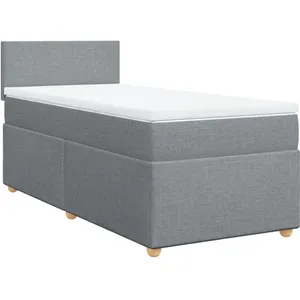 vidaXL Sommier à lattes de lit et matelas Gris clair 90x190 cm Tissu pas cher