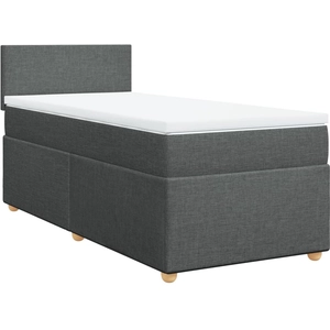 vidaXL Sommier à lattes de lit et matelas Gris foncé 90x190 cm Tissu pas cher
