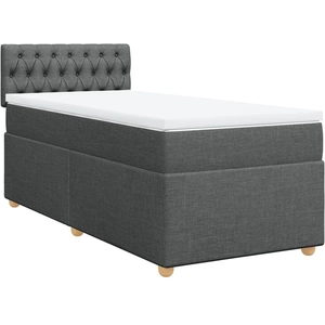 vidaXL Sommier à lattes de lit avec matelas Gris foncé 90x200 cm Tissu pas cher