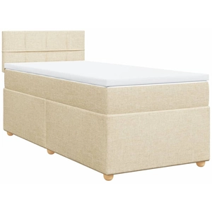 vidaXL Sommier à lattes de lit avec matelas Crème 90x200 cm Tissu pas cher