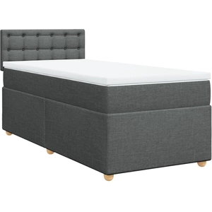 vidaXL Sommier à lattes de lit avec matelas gris foncé simple tissu pas cher