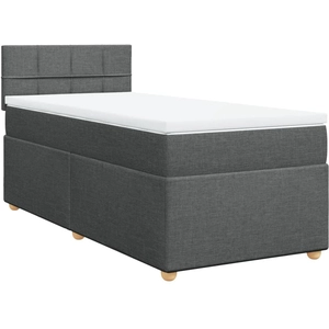 vidaXL Sommier à lattes de lit avec matelas gris foncé simple tissu pas cher