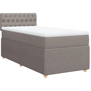 vidaXL Sommier à lattes de lit avec matelas Taupe 90x200 cm Tissu pas cher