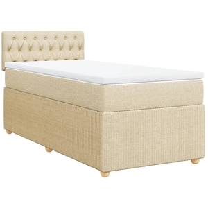 Sommier à lattes de lit avec matelas Crème 90x200 cm Tissu Vidaxl Crème pas cher