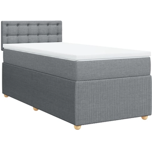 vidaXL Sommier à lattes de lit avec matelas Gris clair 90x200 cm Tissu pas cher