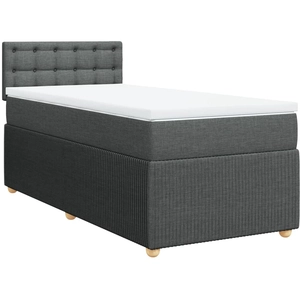 vidaXL Sommier à lattes de lit avec matelas Gris foncé 90x200 cm Tissu pas cher