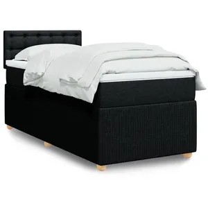 vidaXL Sommier à lattes de lit avec matelas Noir 90x200 cm Tissu pas cher