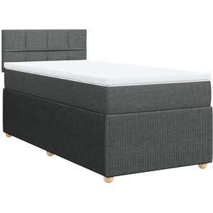 vidaXL Sommier à lattes de lit avec matelas Gris foncé 90x200 cm Tissu pas cher
