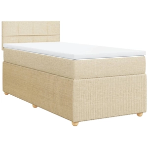 vidaXL Vidaxl Sommier À Lattes De Lit Avec Matelas Crème 90x200 Cm Tissu pas cher