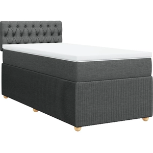 vidaXL Sommier à lattes de lit avec matelas Gris foncé 90x200 cm Tissu pas cher