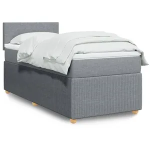 vidaXL Sommier à lattes de lit avec matelas Gris clair 90x200 cm Tissu pas cher