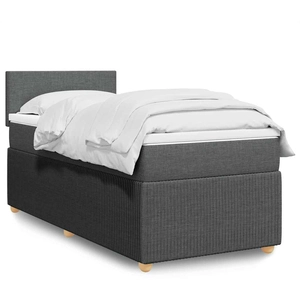 vidaXL Sommier à lattes de lit avec matelas Gris foncé 90x200 cm Tissu pas cher