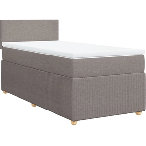 vidaXL Sommier à lattes de lit avec matelas Taupe 90x200 cm Tissu pas cher