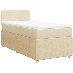 Sommier à lattes de lit avec matelas Crème 90x200 cm Tissu Vidaxl Crème pas cher
