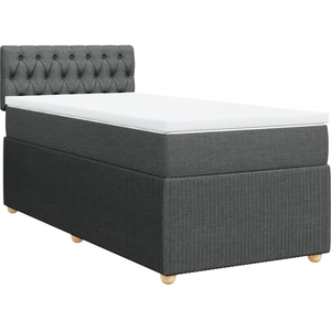 vidaXL Sommier à lattes de lit avec matelas Gris foncé 100x200cm Tissu pas cher
