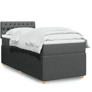 vidaXL Sommier à lattes de lit et matelas Gris foncé 90x190 cm Tissu pas cher