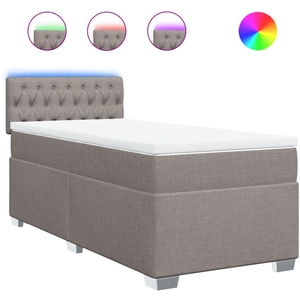vidaXL Sommier à lattes de lit avec matelas Taupe 90x200 cm Tissu pas cher