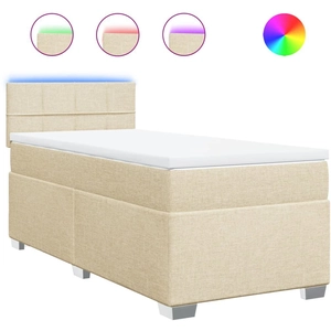 vidaXL Sommier à lattes de lit avec matelas Crème 80x200 cm Tissu pas cher
