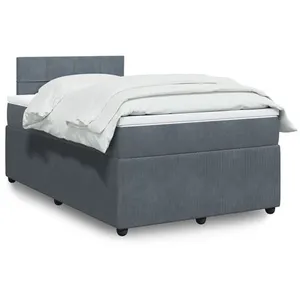 vidaXL Sommier à lattes de lit et matelas Gris foncé 120x200cm Velours pas cher