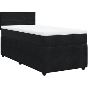 vidaXL Sommier à lattes de lit avec matelas Noir 90x200 cm Velours pas cher