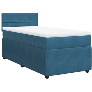 vidaXL Sommier à lattes de lit avec matelas bleu 90x200 cm velours pas cher