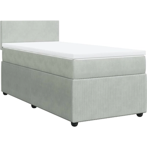 vidaXL Sommier à lattes de lit et matelas Gris clair 100x200cm Velours pas cher