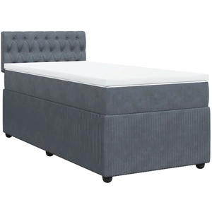 vidaXL Sommier à lattes de lit et matelas Gris foncé 90x200 cm Velours pas cher